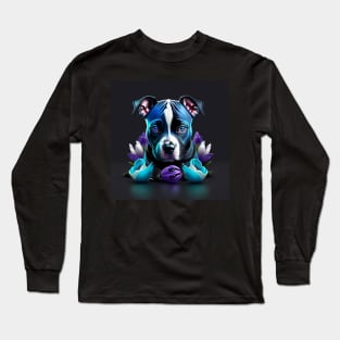 Staffy Enjoys Flowers Long Sleeve T-Shirt